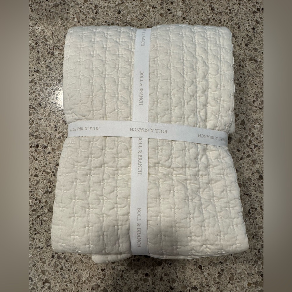 One Boll&Branch Signature Textured Stitch Quilted Sham - King - Cream - Picture 2 of 4